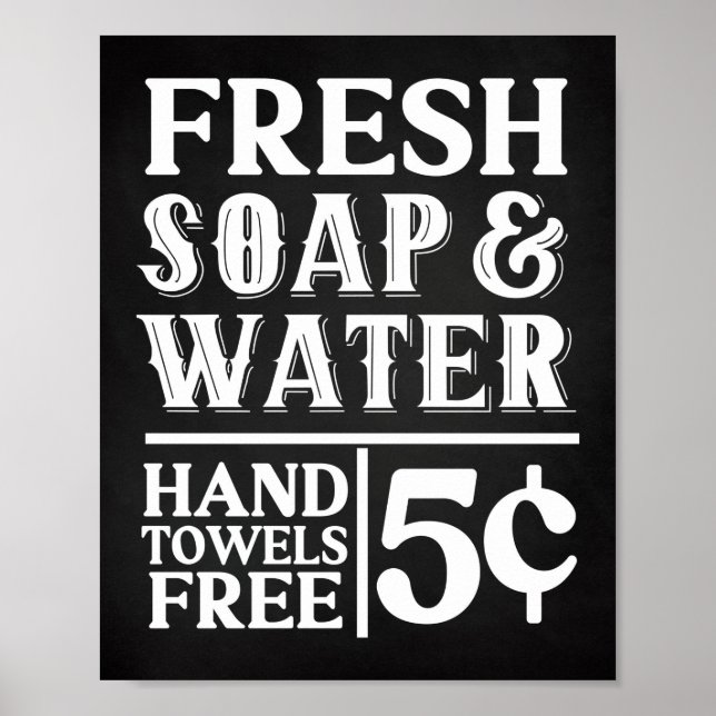 Fresh Soap & Water Vintage Farmhouse Bathroom Poster (Front)