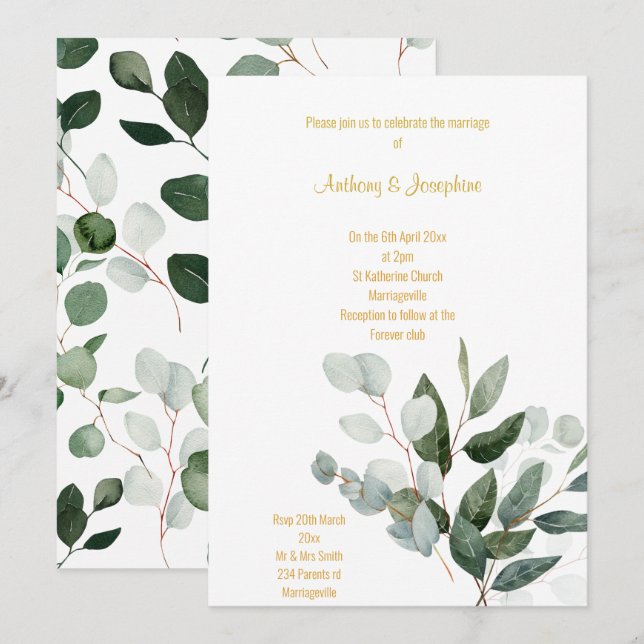 FRESH SPRING BOTANICAL BOUQUET WEDDING INVITATION (Front/Back)