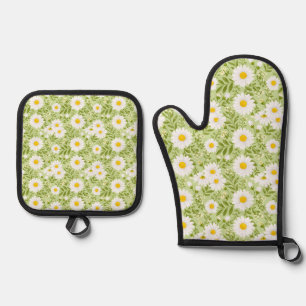 Fresh Spring Daisy Vector Art Oven Mitt & Pot Holder Set
