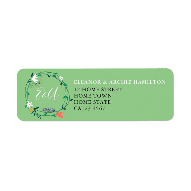 Fresh Spring Floral Garland Address Label (Front)
