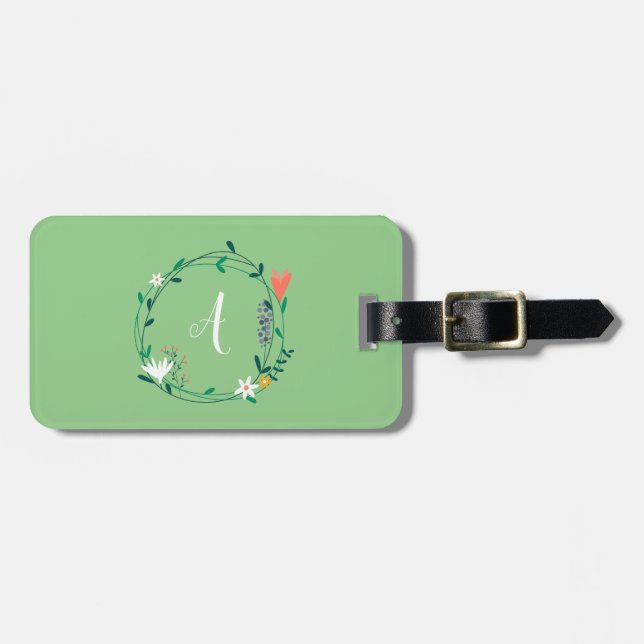 Fresh Spring Floral Garland Personalised Luggage Tag (Front Horizontal)