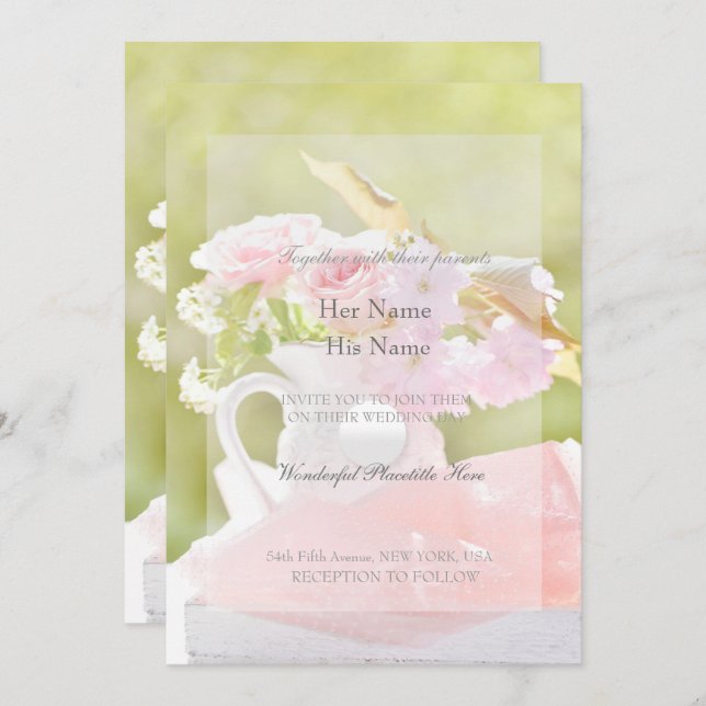 Fresh Spring Flower Bouquet Wedding Invitation (Front/Back)