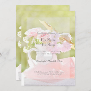 Fresh Spring Flower Bouquet Wedding Invitation