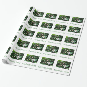 fresh spring flowers and green leaves. Earthy Day Wrapping Paper