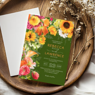 Fresh spring summer florals wedding invitation