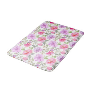 Fresh Spring Vibe: Pink and Purple Floral Design Bath Mat