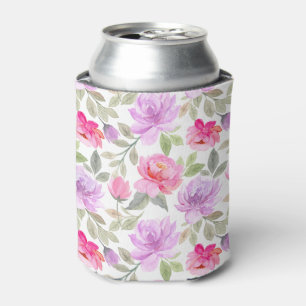 Fresh Spring Vibe: Pink and Purple Floral Design Can Cooler