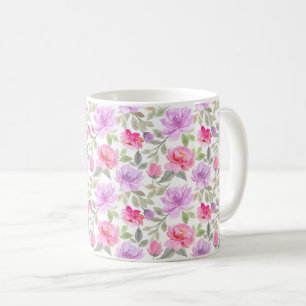 Fresh Spring Vibe: Pink and Purple Floral Design Coffee Mug