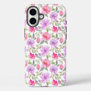 Fresh Spring Vibe: Pink and Purple Floral Design iPhone 16 Plus Case