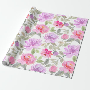 Fresh Spring Vibe: Pink and Purple Floral Design Wrapping Paper