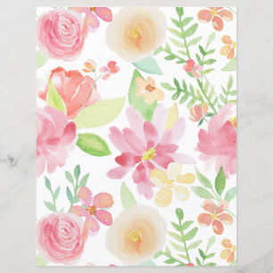 Fresh Spring Watercolor Florals Scrapbook Paper