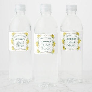 Fresh Spring Yellow Floral Bridal Shower Water Bottle Label