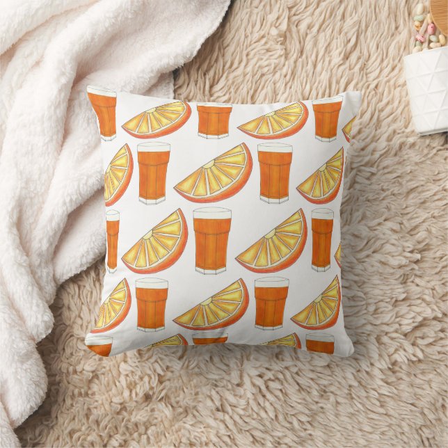 Fresh Squeezed OJ Orange Juice Citrus Fruit Slice Cushion (Blanket)