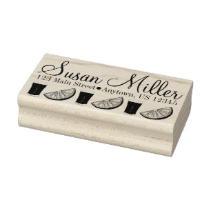 Fresh Squeezed OJ Orange Juice Citrus Fruit Slice Rubber Stamp