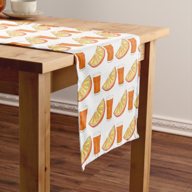 Fresh Squeezed OJ Orange Juice Citrus Fruit Slice Short Table Runner (In Situ)