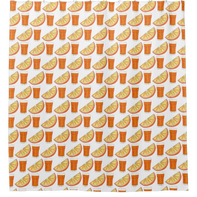 Fresh Squeezed OJ Orange Juice Citrus Fruit Slice Shower Curtain (Front)