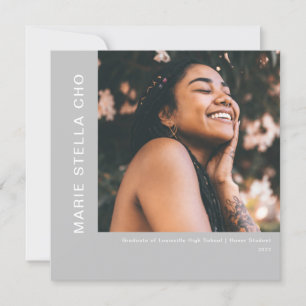 Fresh start grey minimal photo graduation invitation
