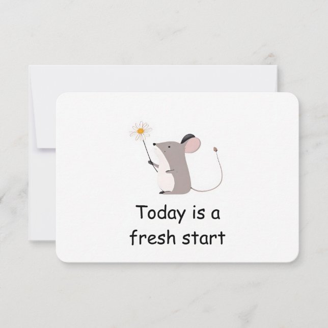 Fresh Start Mouse Woodland Animal Affirmation Card (Front)