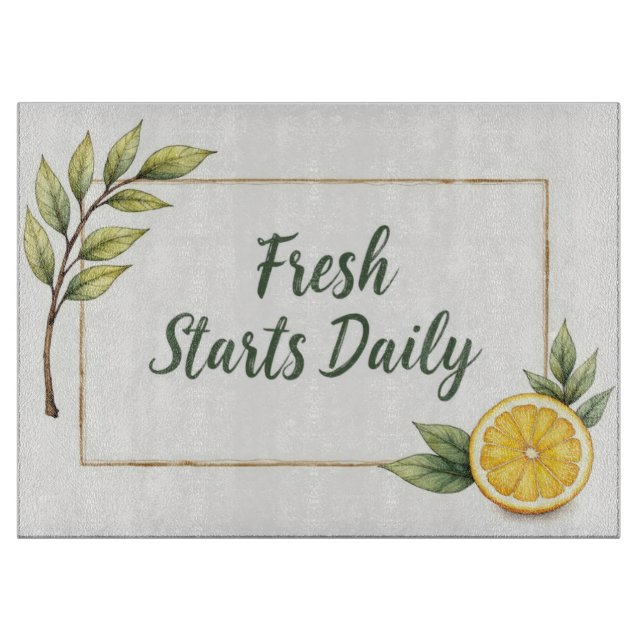 Fresh Starts Daily Lemon Glass Cutting Board (Front)