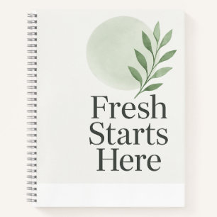 Fresh Starts Here Minimalist Wellness Notebook