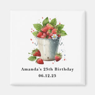 Fresh Strawberries in a Bucket Birthday Magnet