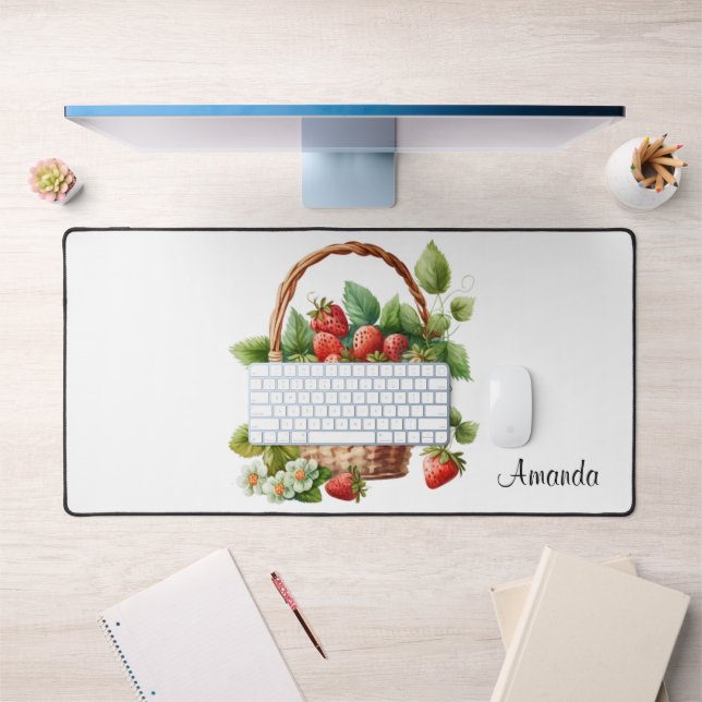 Fresh Strawberries in a Wicker Basket Desk Mat (Office 1)