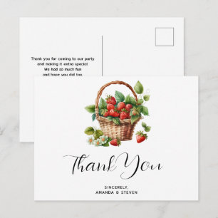 Fresh Strawberries in a Wicker Basket Thank You Postcard