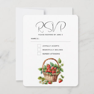 Fresh Strawberries in a Wicker Basket Wedding RSVP Card