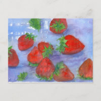 Fresh Strawberries Watercolor Fruit Painting