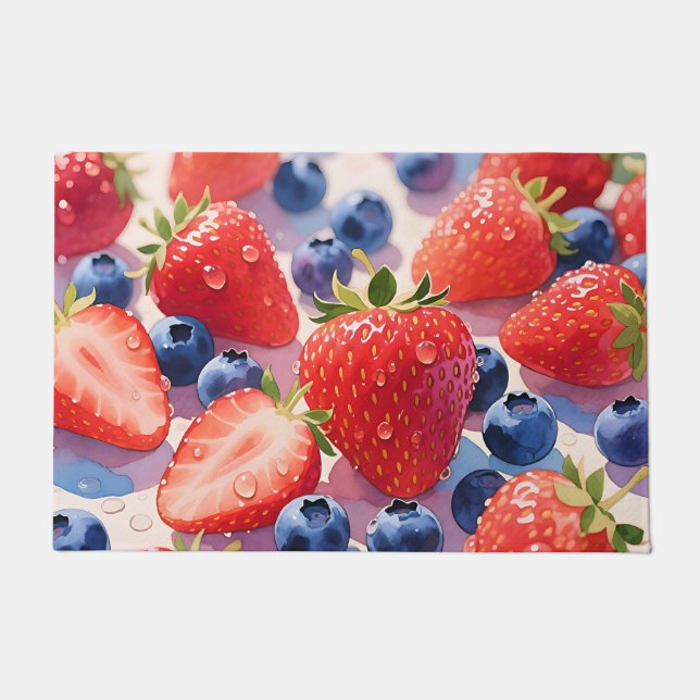 Fresh Strawberry Blueberry Burst Doormat (Front)