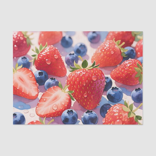 Fresh Strawberry Blueberry Burst Tissue Paper (Front)