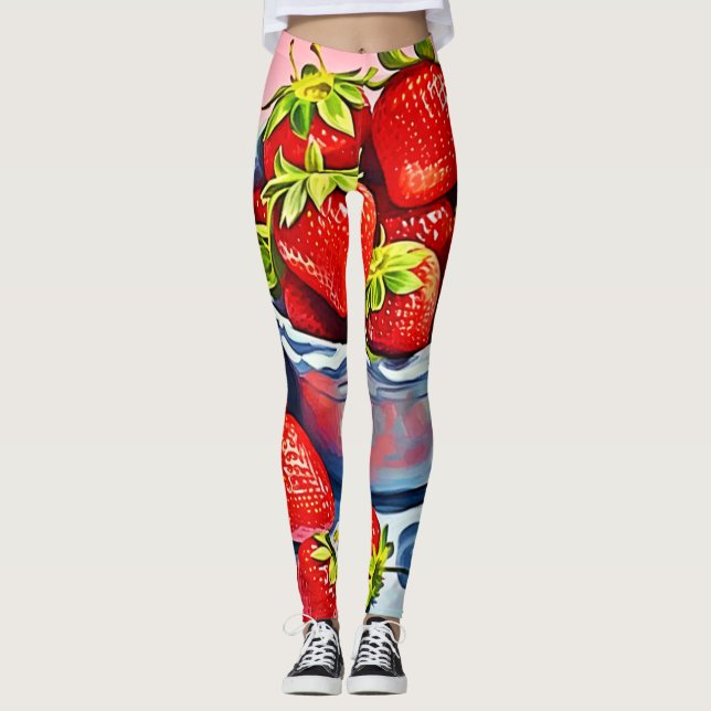 Fresh Strawberry Bowl Leggings (Front)