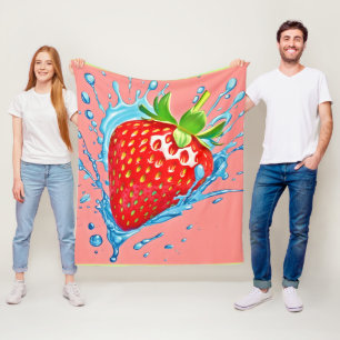 Fresh Strawberry Burst Fleece Blanket