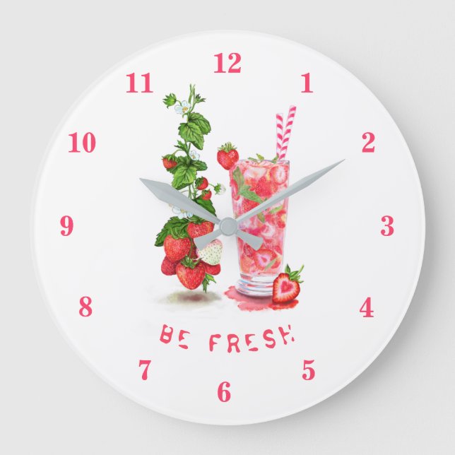 Fresh Strawberry Drink Clock (Front)