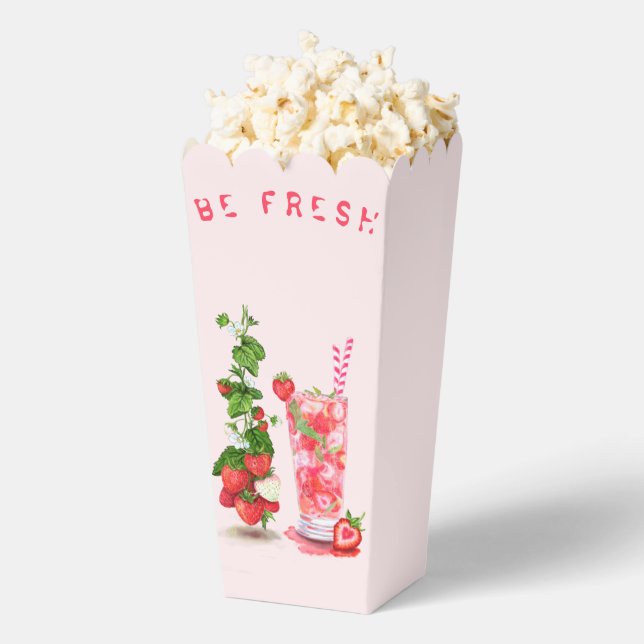 Fresh Strawberry Drink Party Popcorn Box Your Text (Popped)