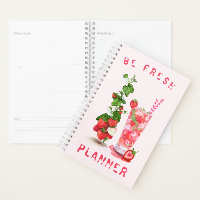 Fresh Strawberry Drink Planner - Custom Text (Display)