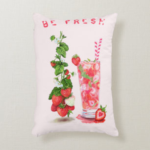 Fresh Strawberry Juice Cool Drink - Summer Fruits  Decorative Cushion