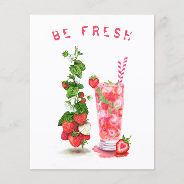 Fresh Strawberry Juice Cool Drink - Summer Fruits  Flyer (Front)