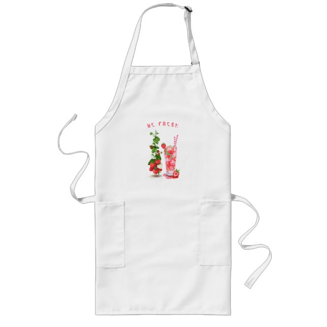 Fresh Strawberry Juice Cool Drink - Summer Fruits  Long Apron (Front)