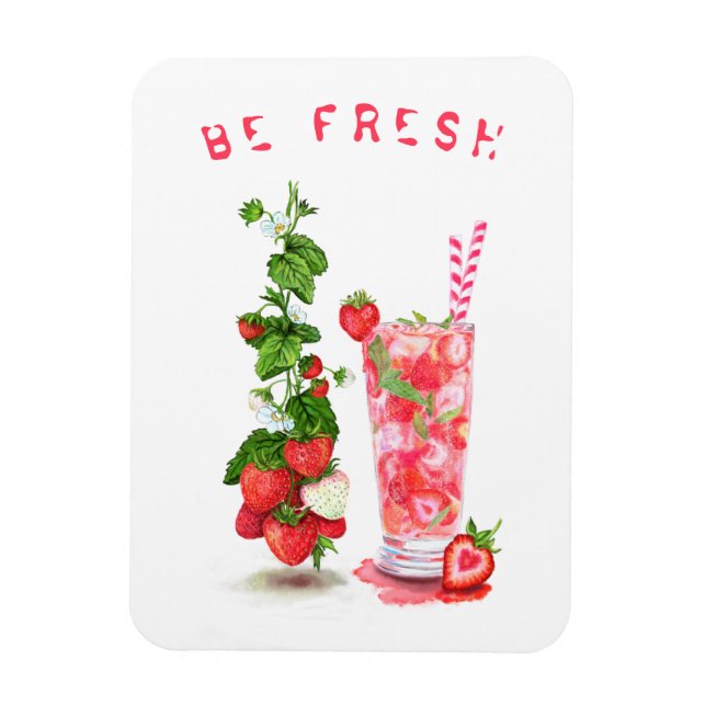 Fresh Strawberry Juice Cool Drink - Summer Fruits  Magnet (Vertical)