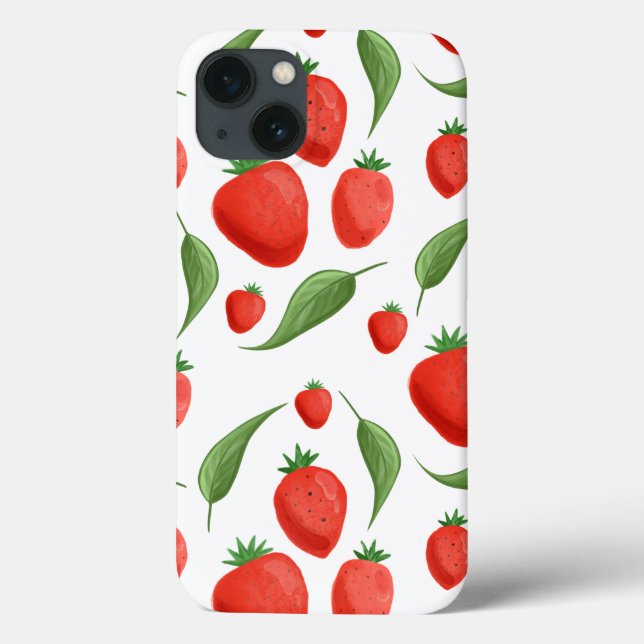 Fresh Strawberry Leaf Pattern iPhone Case (Back)