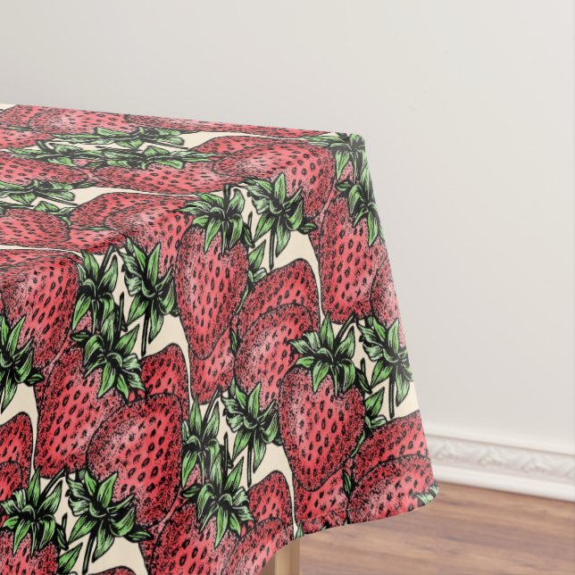 Fresh Strawberry Pattern Summer Fruit Inspiration Tablecloth (In Situ)