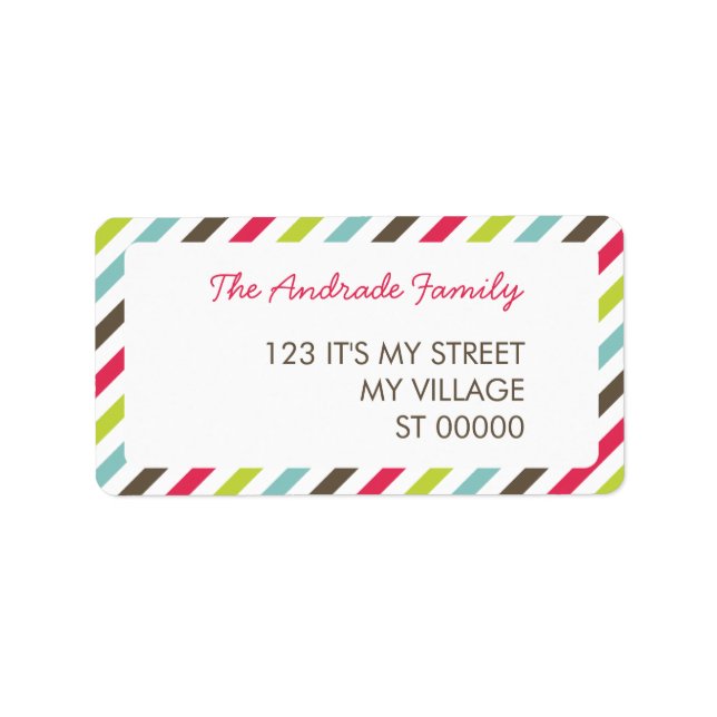Fresh Stripe Pattern Personalised Address Labels (Front)
