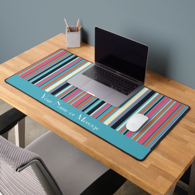 Fresh Stripe Pattern Personalised Desk Mat (Office 2)