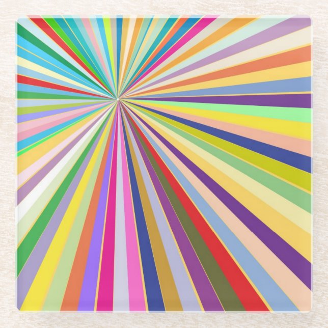 Fresh striped background glass coaster (Front)