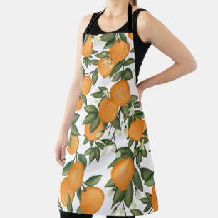 Fresh Summer Botanical Citrus Orange Tangerine Apron