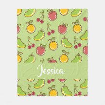 Fresh summer fruits green pattern