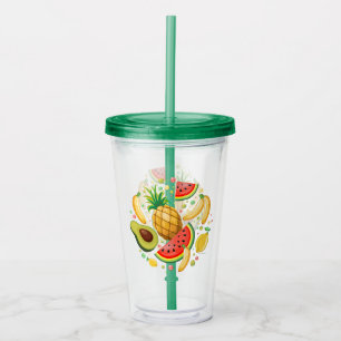 Fresh Summer Fruits Pattern Acrylic Tumbler