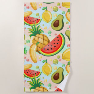 Fresh Summer Fruits Pattern Beach Towel