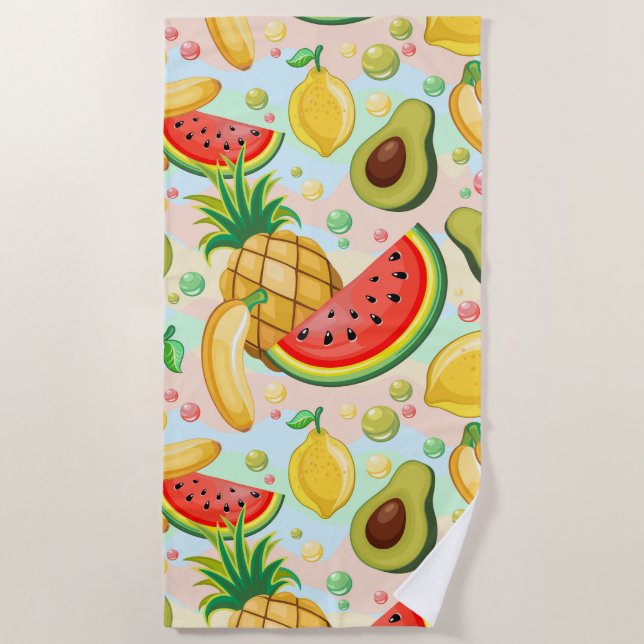 Fresh Summer Fruits Pattern Beach Towel (Front)